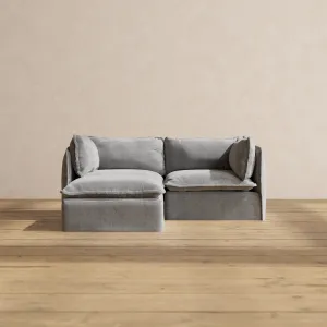 Deluxe Modular Washable 2-Seater Sectional Sofa with Cloud Pillow in Ash