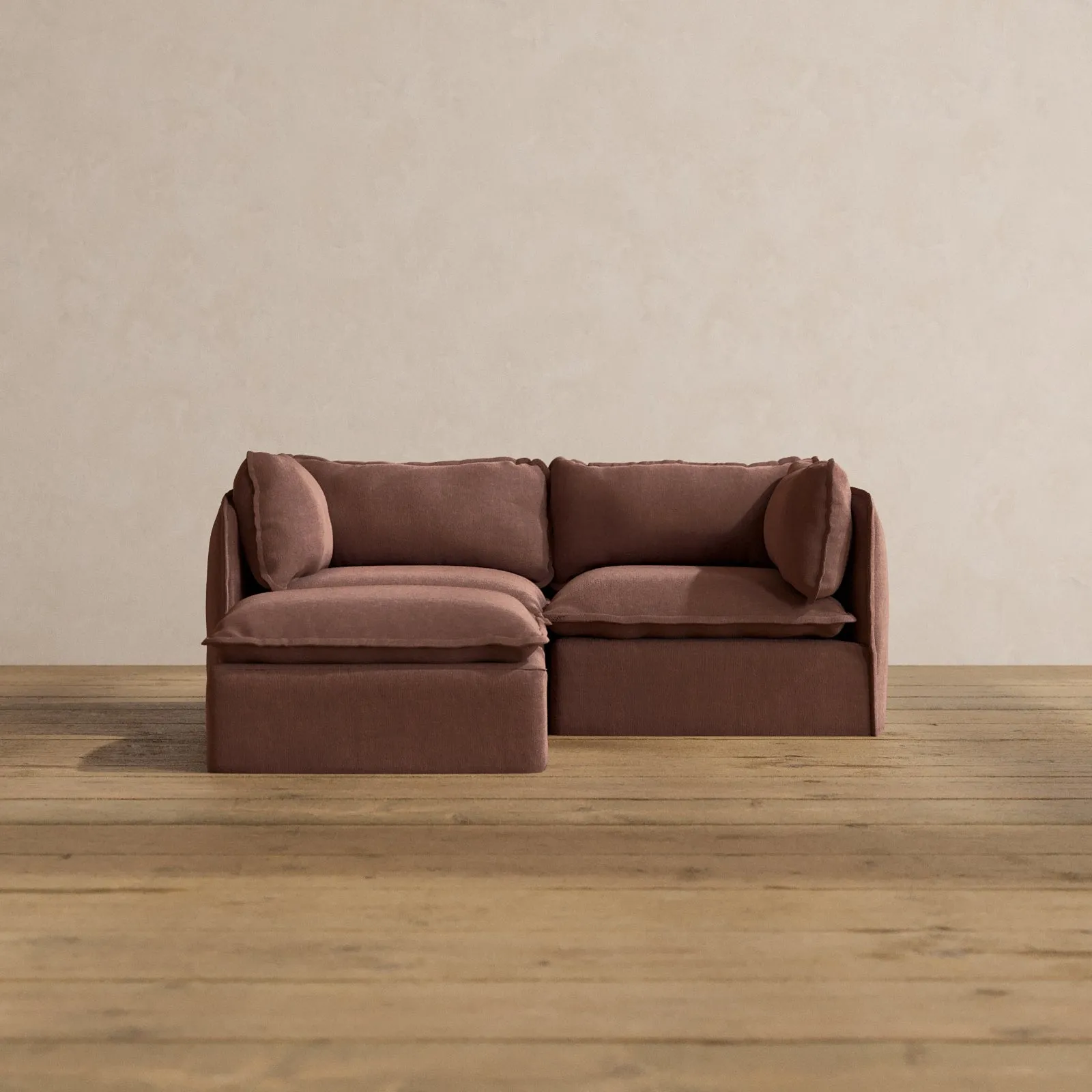 Modular Washable 2-Seater Sectional in Chestnut | Memorix  Seat | Contour Pillow