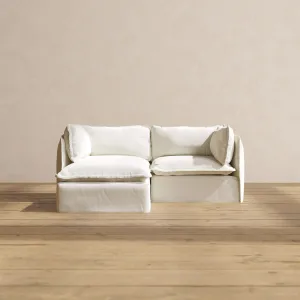 Modular Washable 2-Seater Sectional in Eggshell | Memorix  Seat | Cloud Pillow