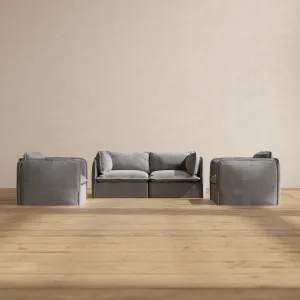 Modular Washable 2-Seater Sofa   Armchair Set in Ash | Memorix  Seat | Contour Pillow