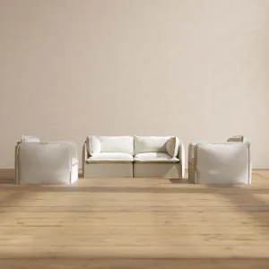 Modular Washable 2-Seater Sofa   Armchair Set in Eggshell | Deluxe  Seat | Cloud Pillow