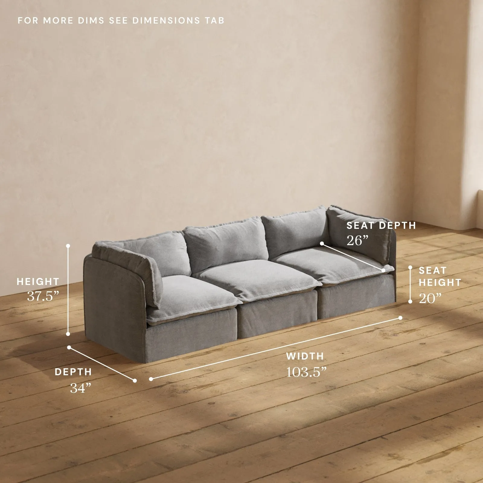 Modular Washable 3-Seater in Ash | Memorix  Seat | Contour Pillow