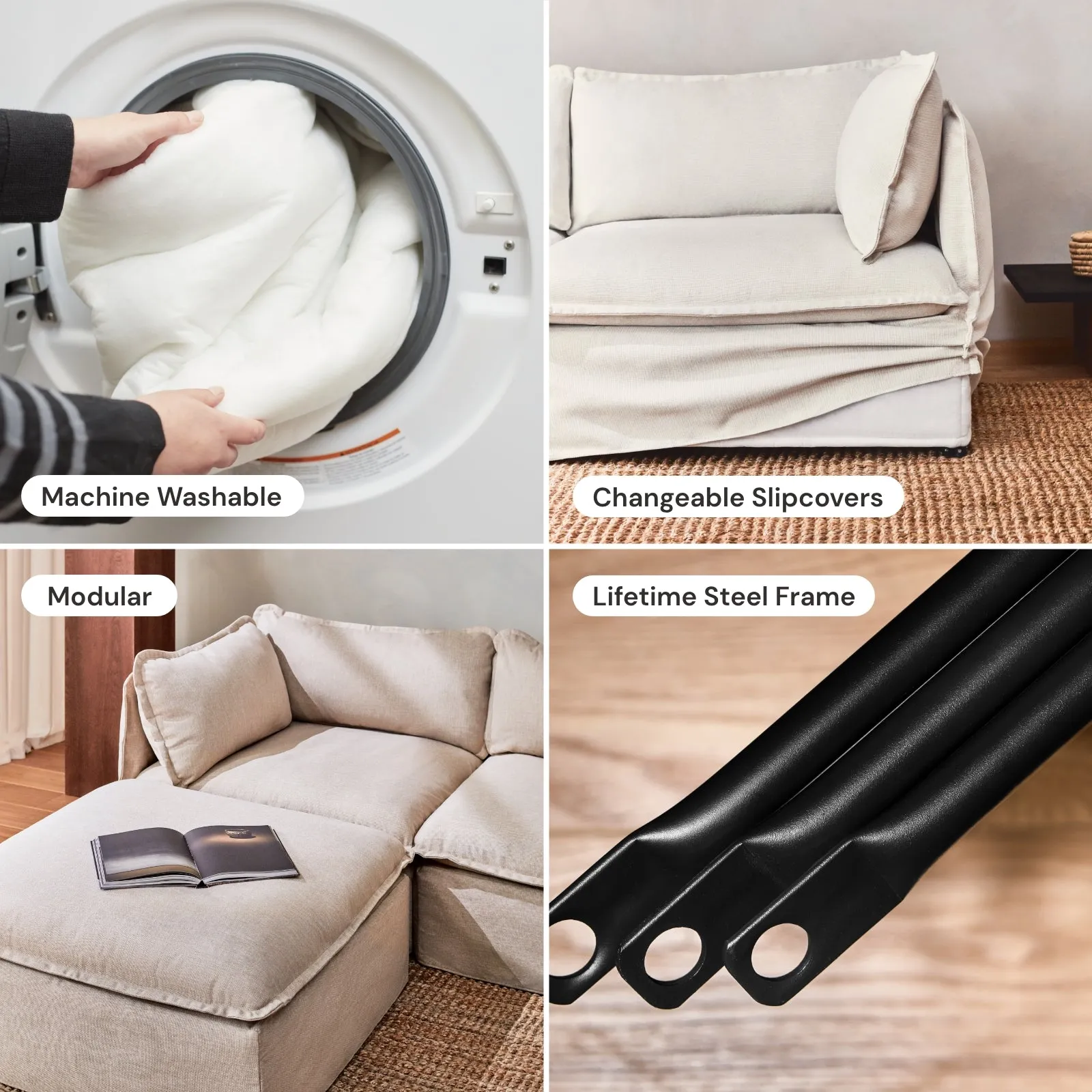 Modular Washable 3-Seater in Powder | Memorix  Seat | Cloud Pillow