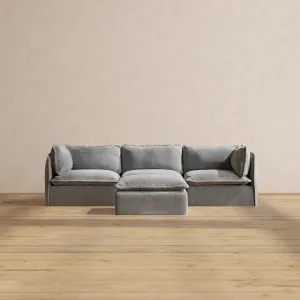 Modular Washable 3-Seater   Ottoman in Ash | Memorix  Seat | Cloud Pillow