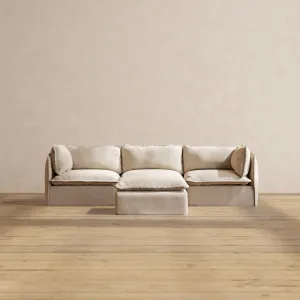 Modular Washable 3-Seater   Ottoman in Oat | Memorix  Seat | Cloud Pillow