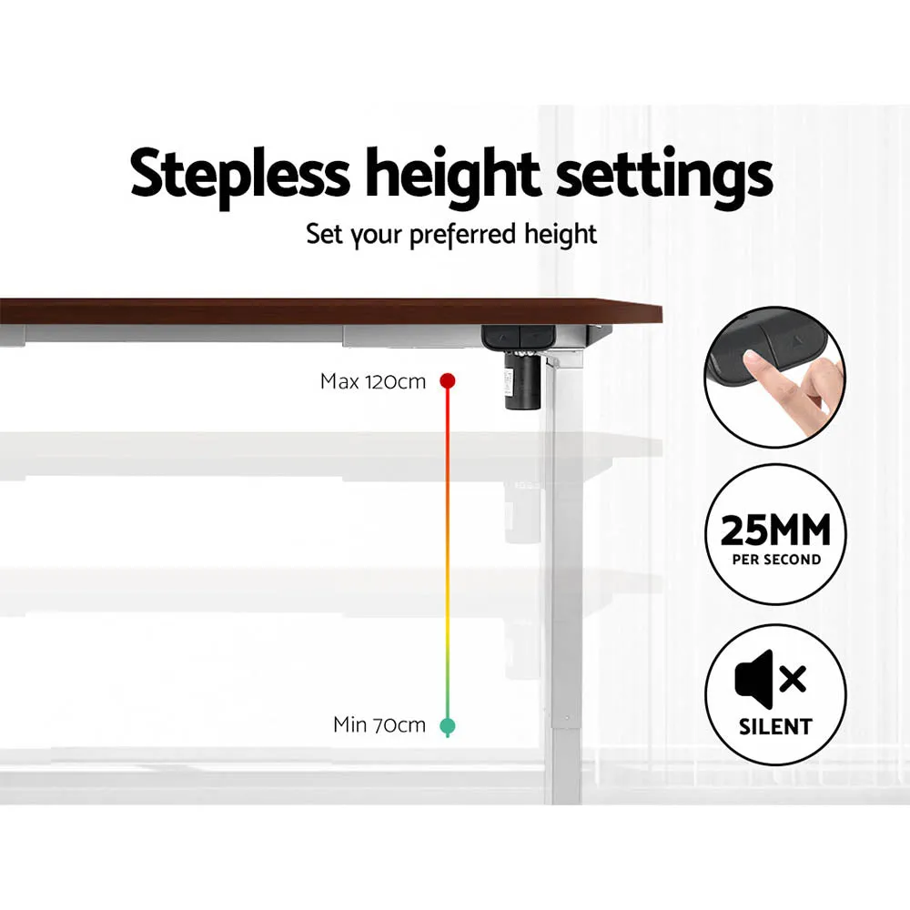 Motorised Height-Adjustable Standing Desk, Walnut, 120cm - Artiss