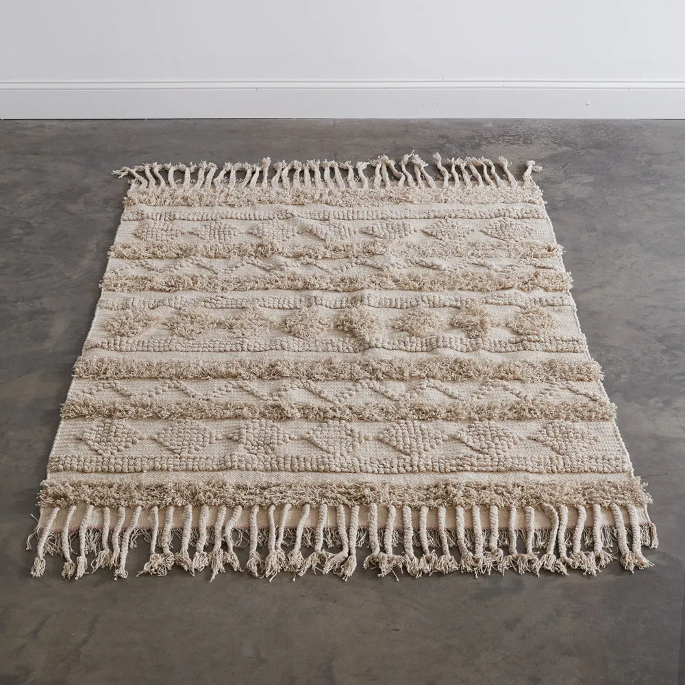 Natural Fringe Geometric Area Rug