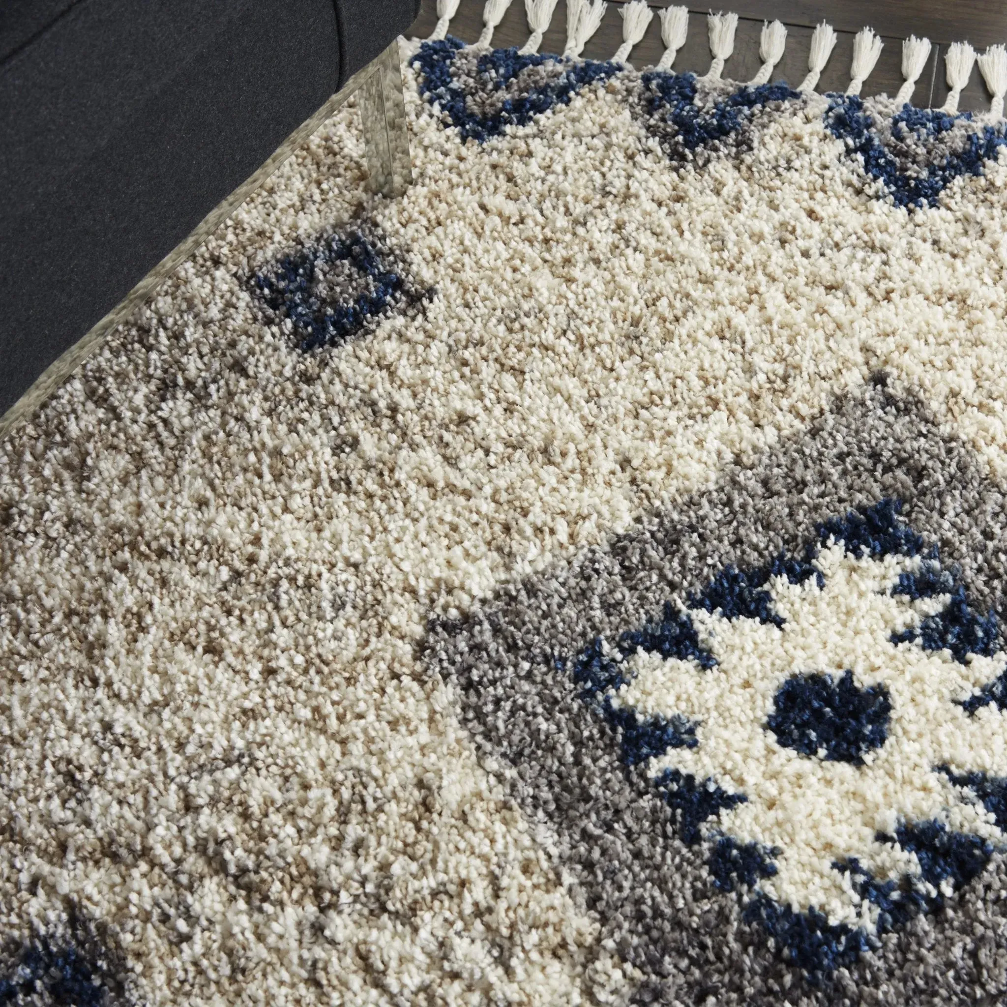 Oslo Shag OSL03 Ivory/Blue Rug