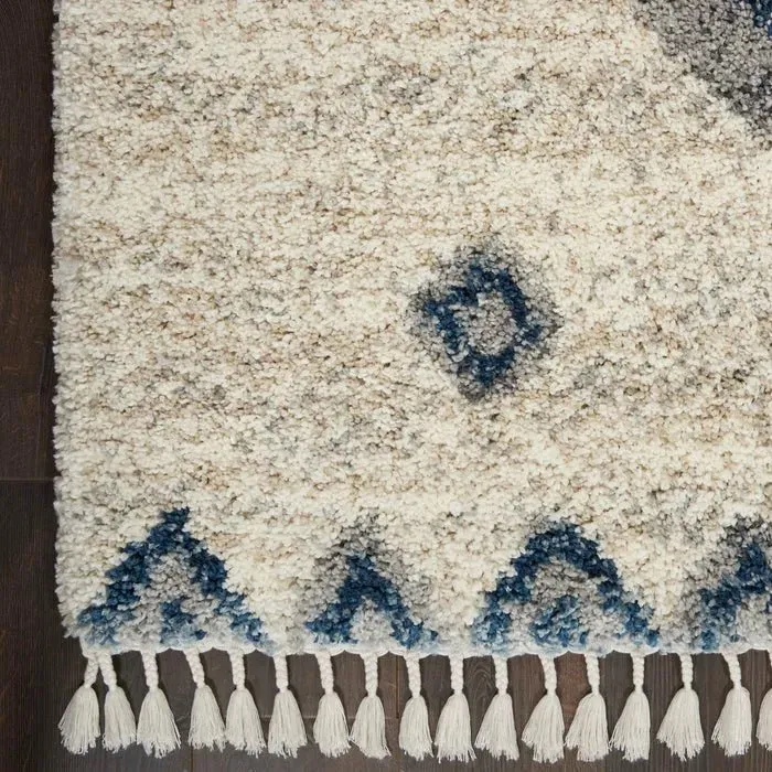 Oslo Shag OSL03 Ivory/Blue Rug