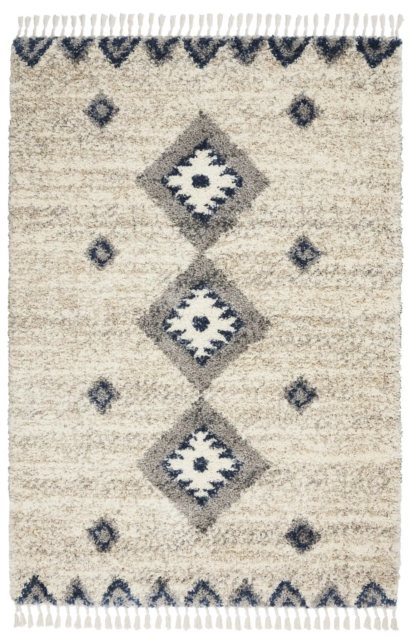 Oslo Shag OSL03 Ivory/Blue Rug