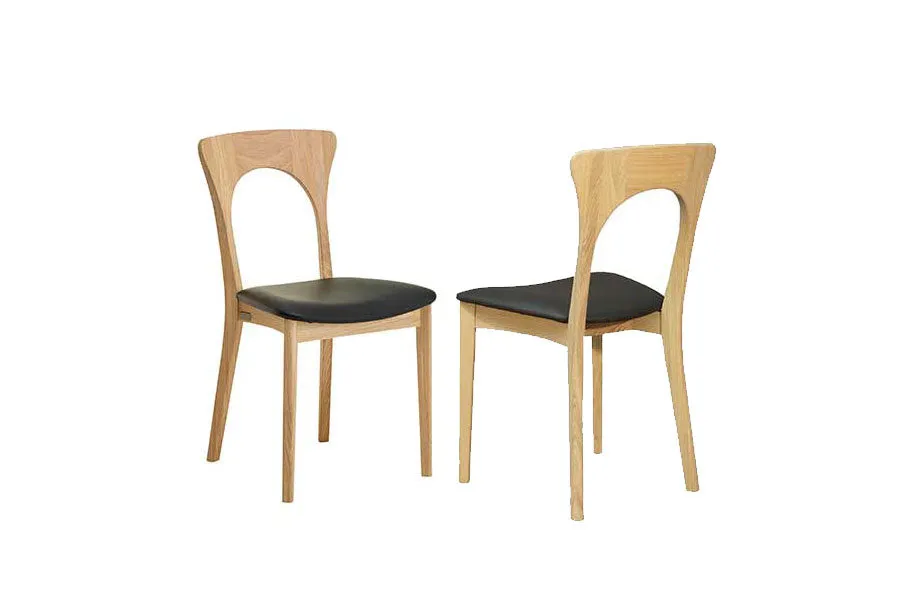 PETER Black Leather Set of 2 Chairs