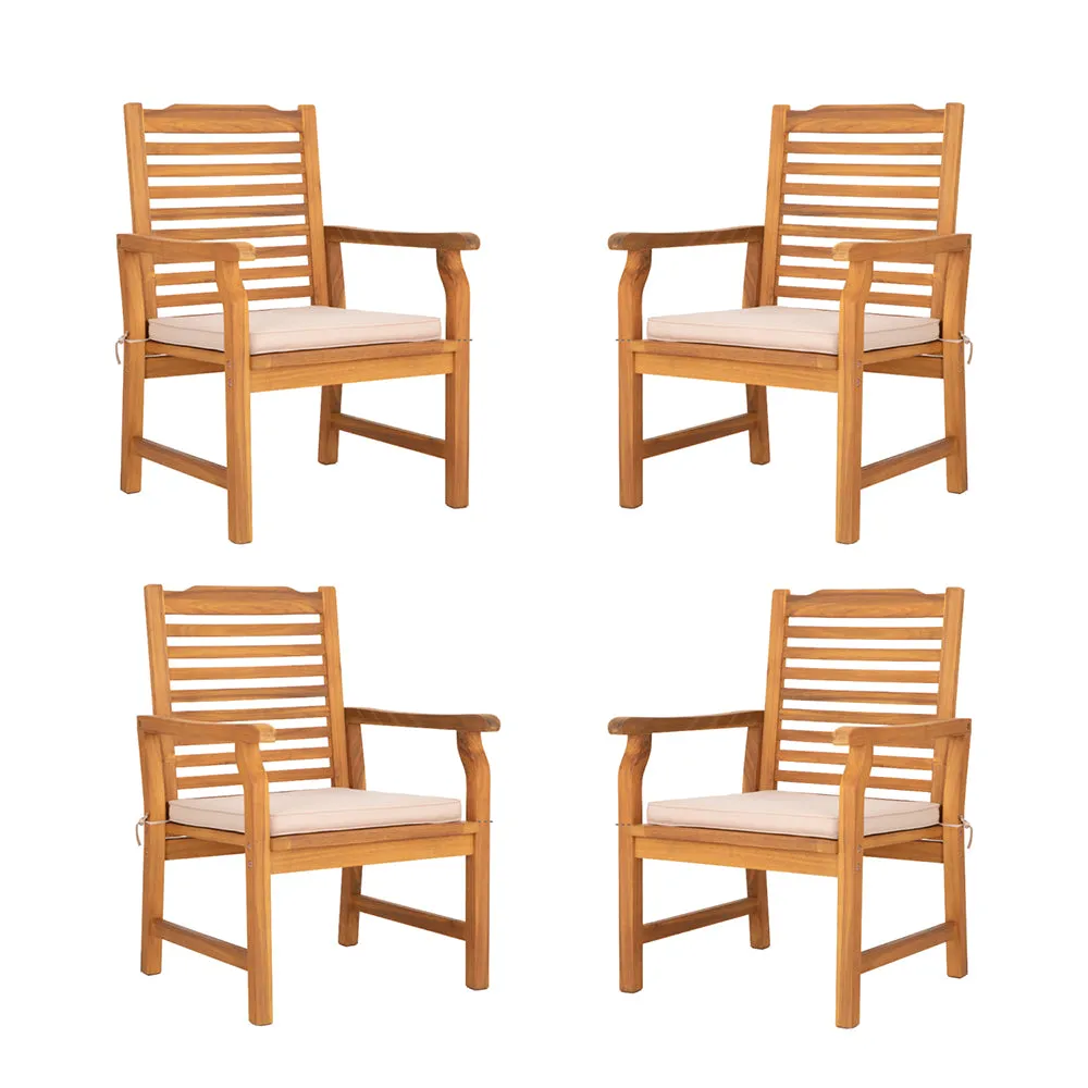 PHI VILLA Acacia Wood Patio Dining Chairs with Cushions