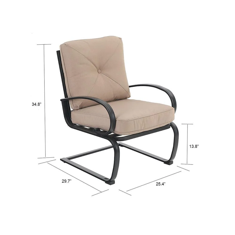 PHI VILLA C-Spring Metal Cushioned Lounge Chairs