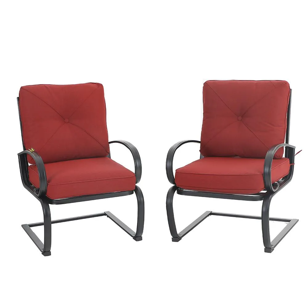 PHI VILLA C-Spring Metal Cushioned Lounge Chairs