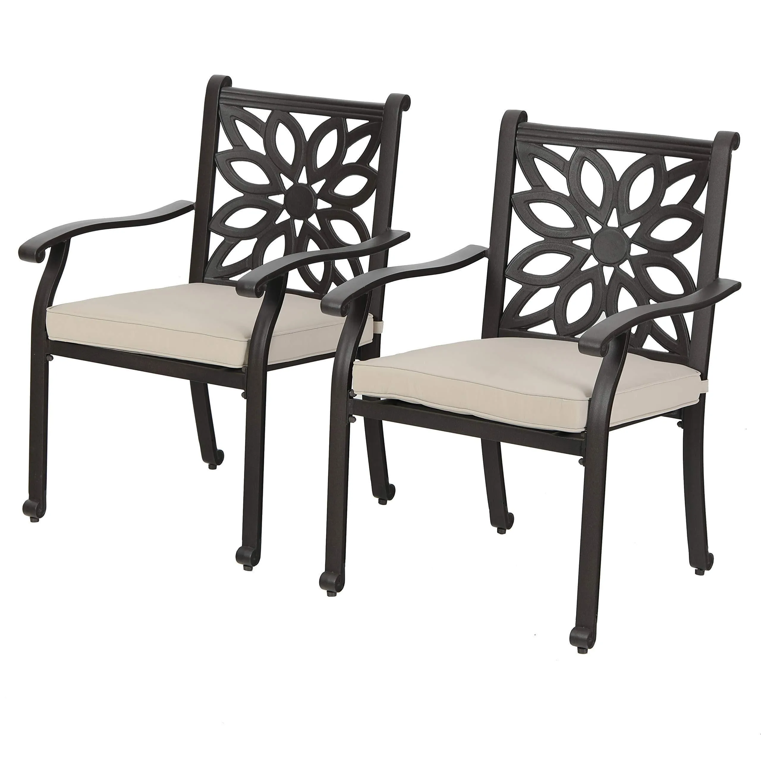 PHI VILLA Cast Aluminum Patio Dining Chairs