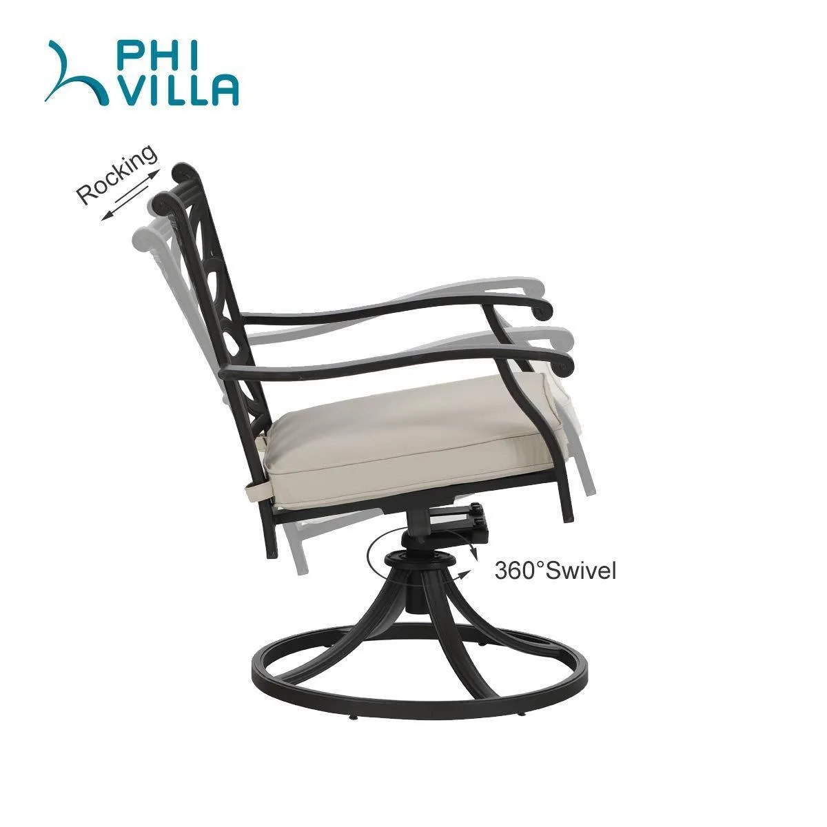 PHI VILLA Cast Aluminum Patio Dining Chairs