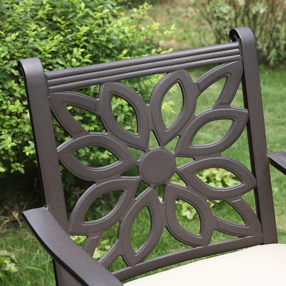 PHI VILLA Cast Aluminum Patio Dining Chairs