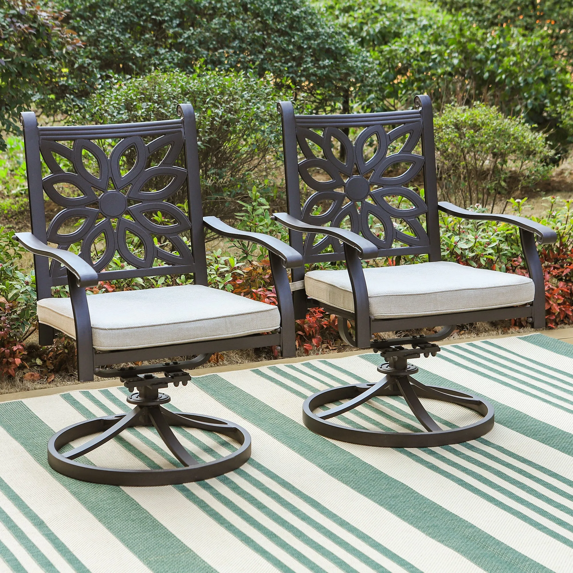 PHI VILLA Cast Aluminum Patio Dining Chairs