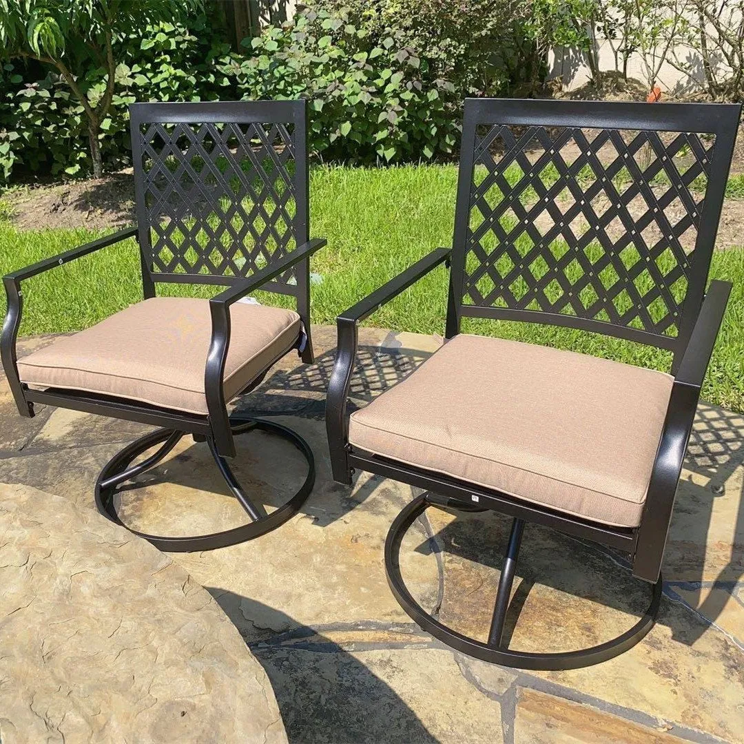 Phi Villa Outdoor Metal Dining Chairs fits Garden Backyard Chairs Furniture - Set of 2