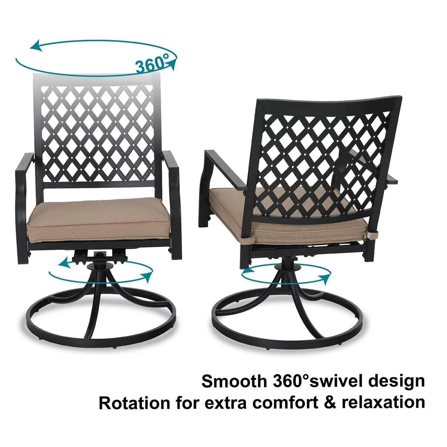 Phi Villa Outdoor Metal Dining Chairs fits Garden Backyard Chairs Furniture - Set of 2