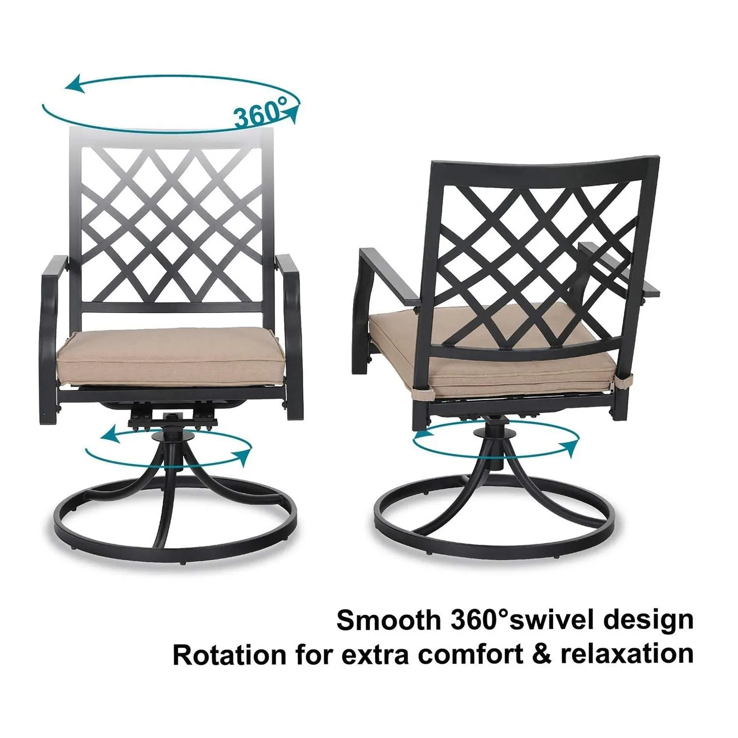 Phi Villa Outdoor Metal Dining Chairs fits Garden Backyard Chairs Furniture - Set of 2