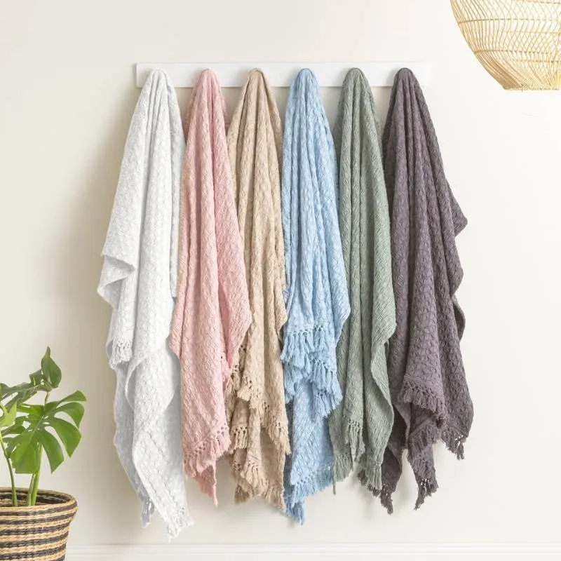 Renee Taylor Alysian Washed Cotton Textured Sky Throw