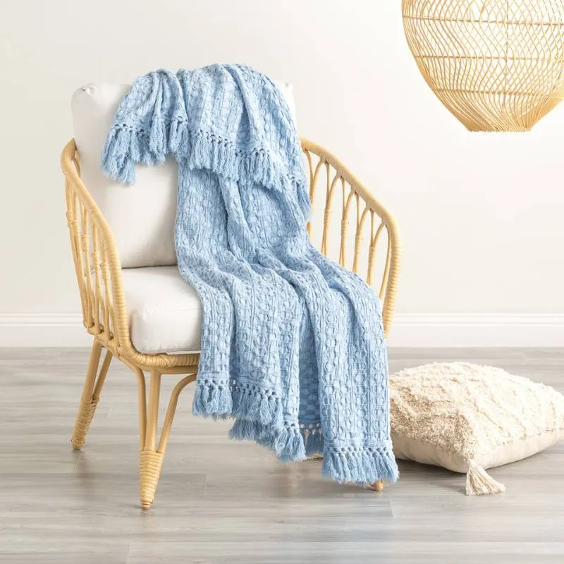 Renee Taylor Alysian Washed Cotton Textured Sky Throw