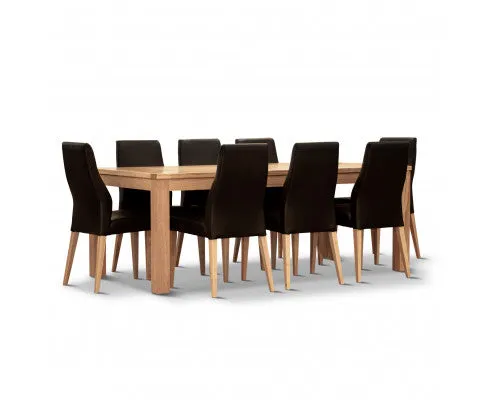 Rosemallow Dining Chair Set of 4 PU Leather Seat Solid Messmate Timber - Black