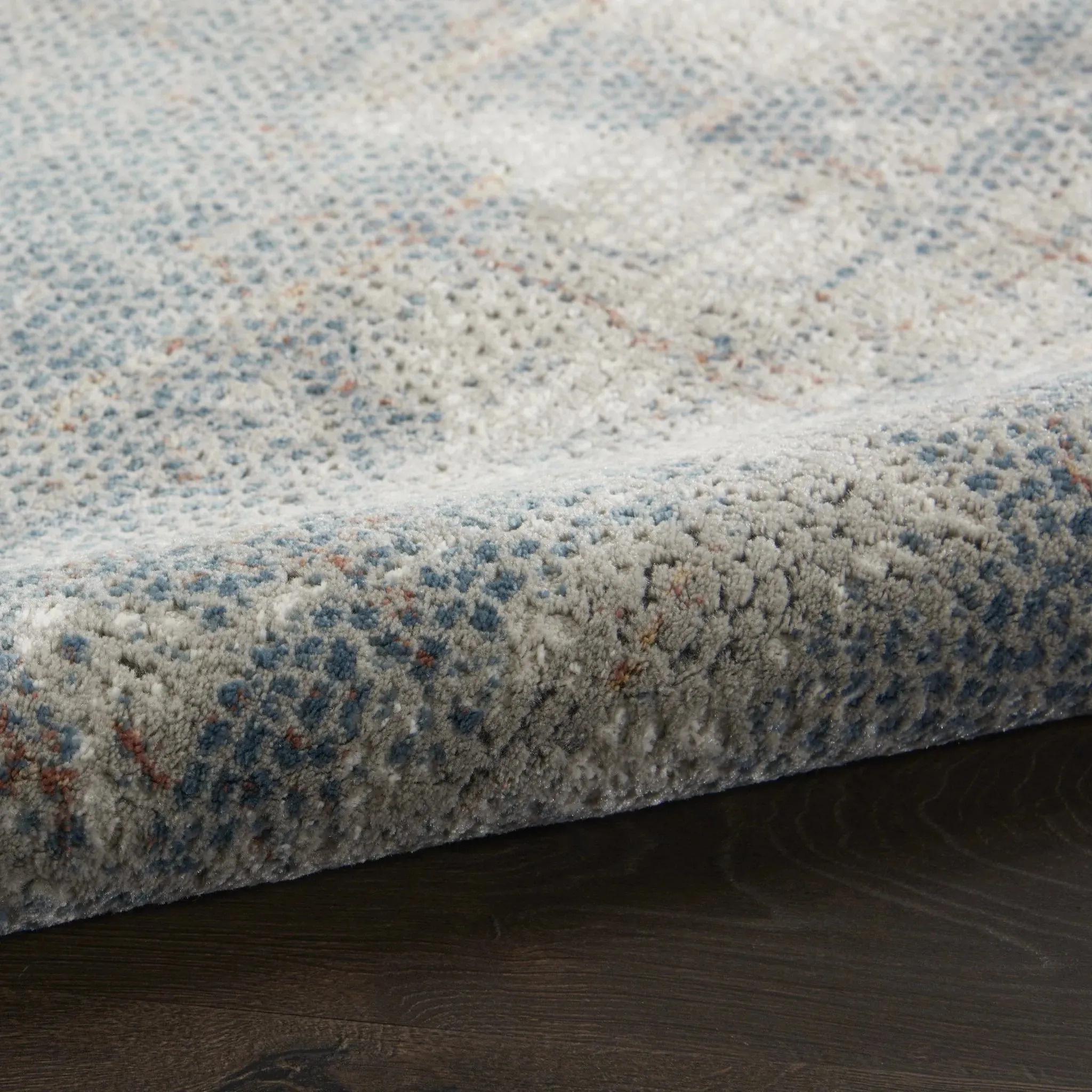 Rustic Textures RUS15 Light Grey/Blue Rug