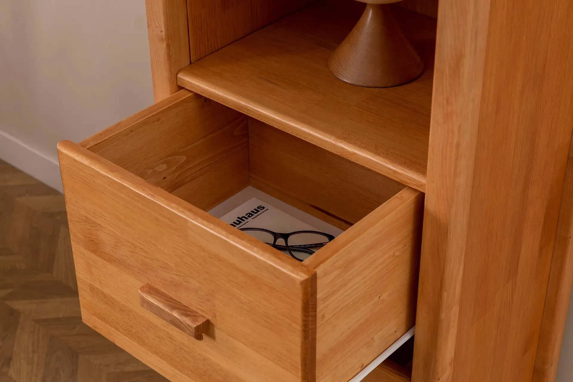 Solid Pine Wood Handmade Bookcase Bookshelf Shelving Unit with Drawers an Open Storage Shelves Dawn