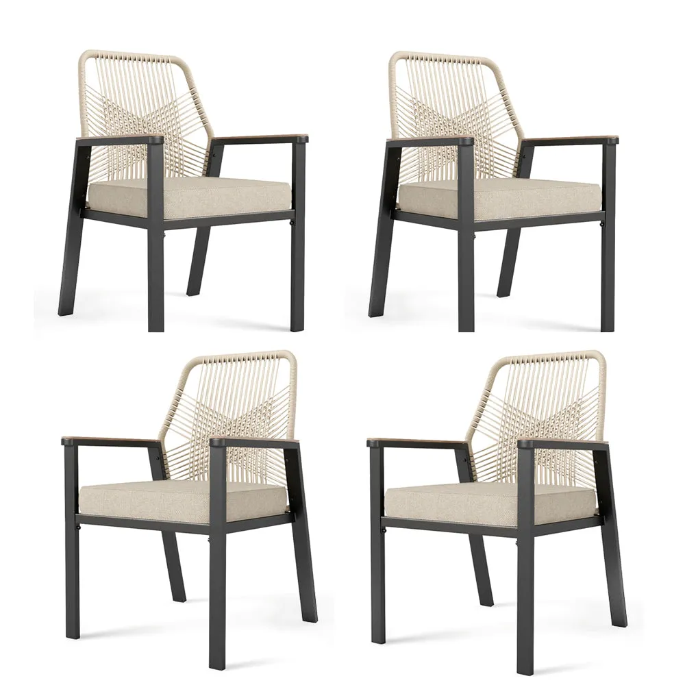 Stylish Rattan Rope Patio Dining Chairs-Phi Villa