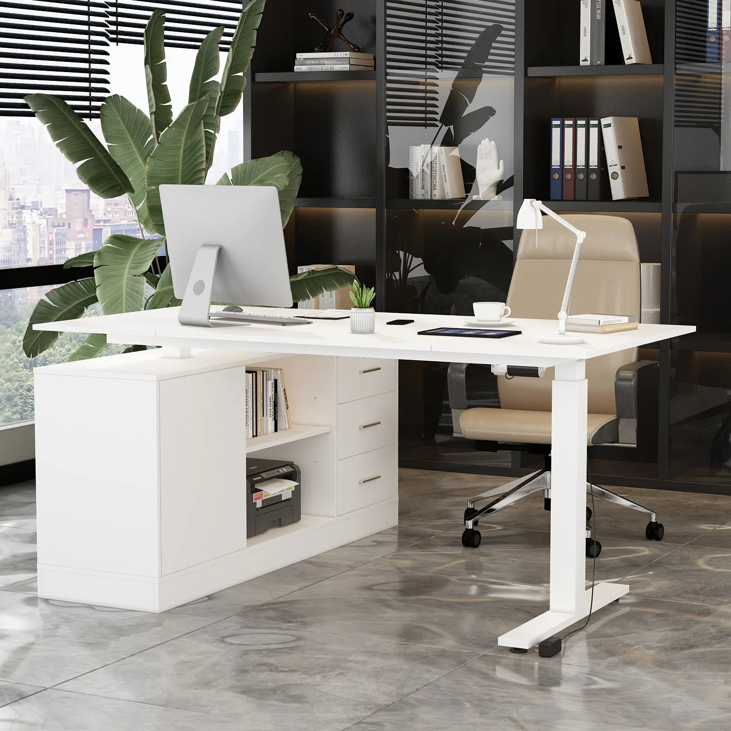 Super-Sized Standing Desk with Electric Lift - 63"x31.5"PC Desktop