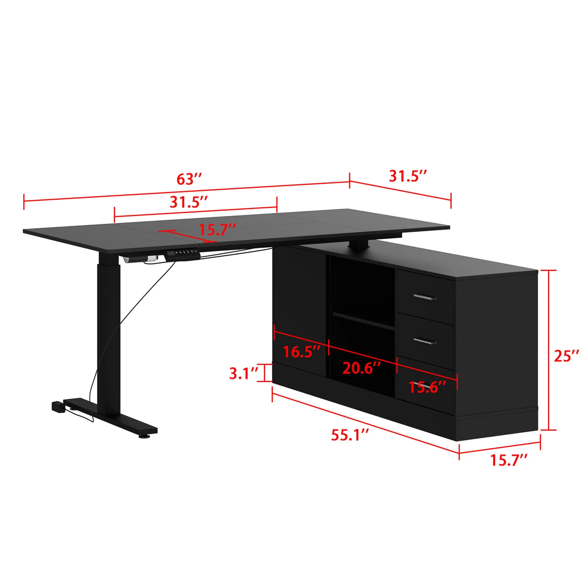 Super-Sized Standing Desk with Electric Lift - 63"x31.5"PC Desktop