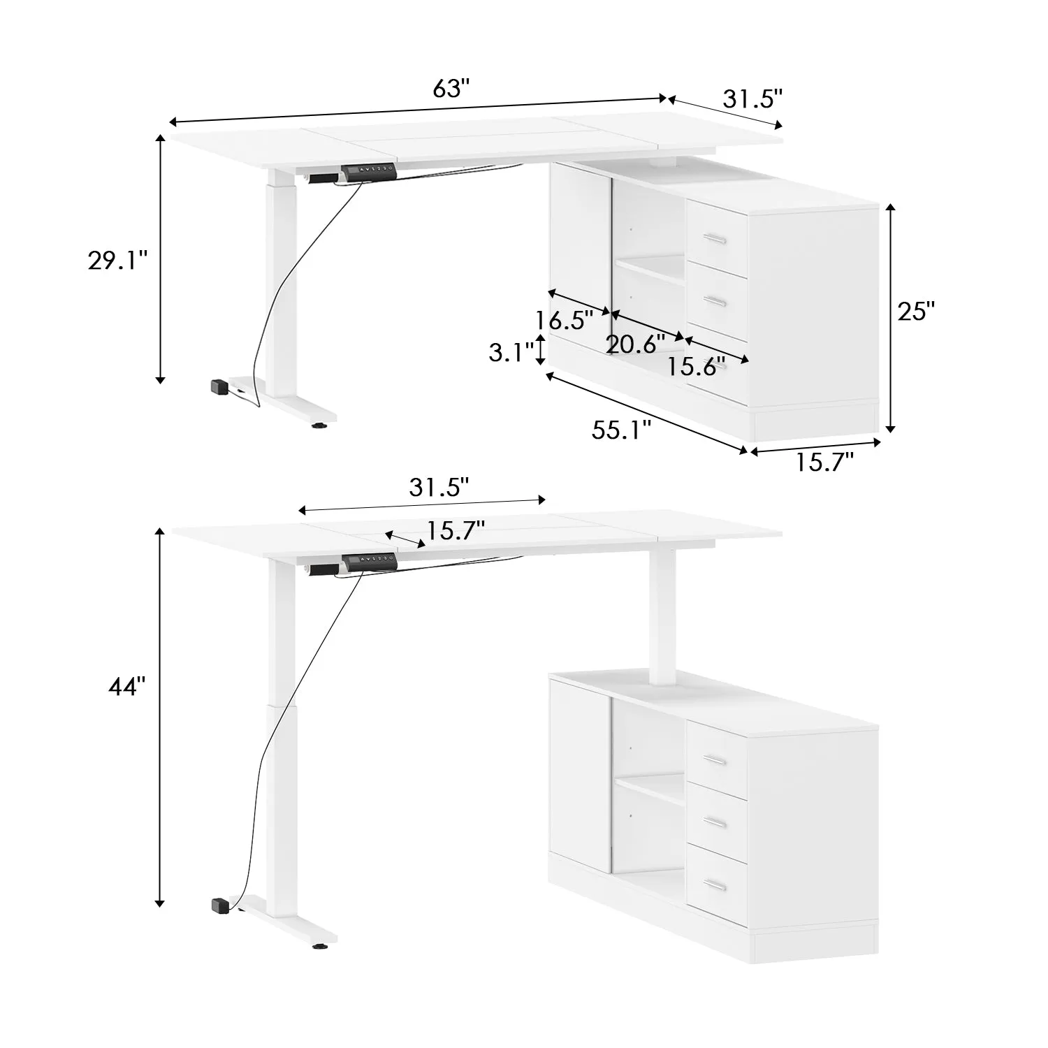 Super-Sized Standing Desk with Electric Lift - 63"x31.5"PC Desktop