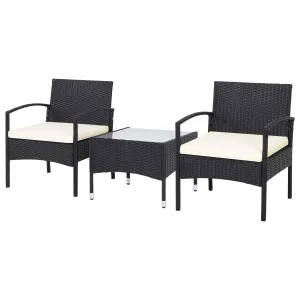 Tangkula 3 Pieces Patio Rattan Conversation Set