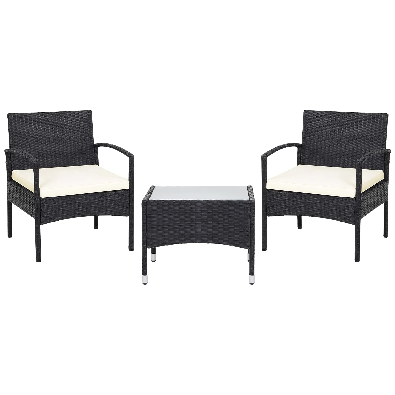 Tangkula 3 Pieces Patio Rattan Conversation Set