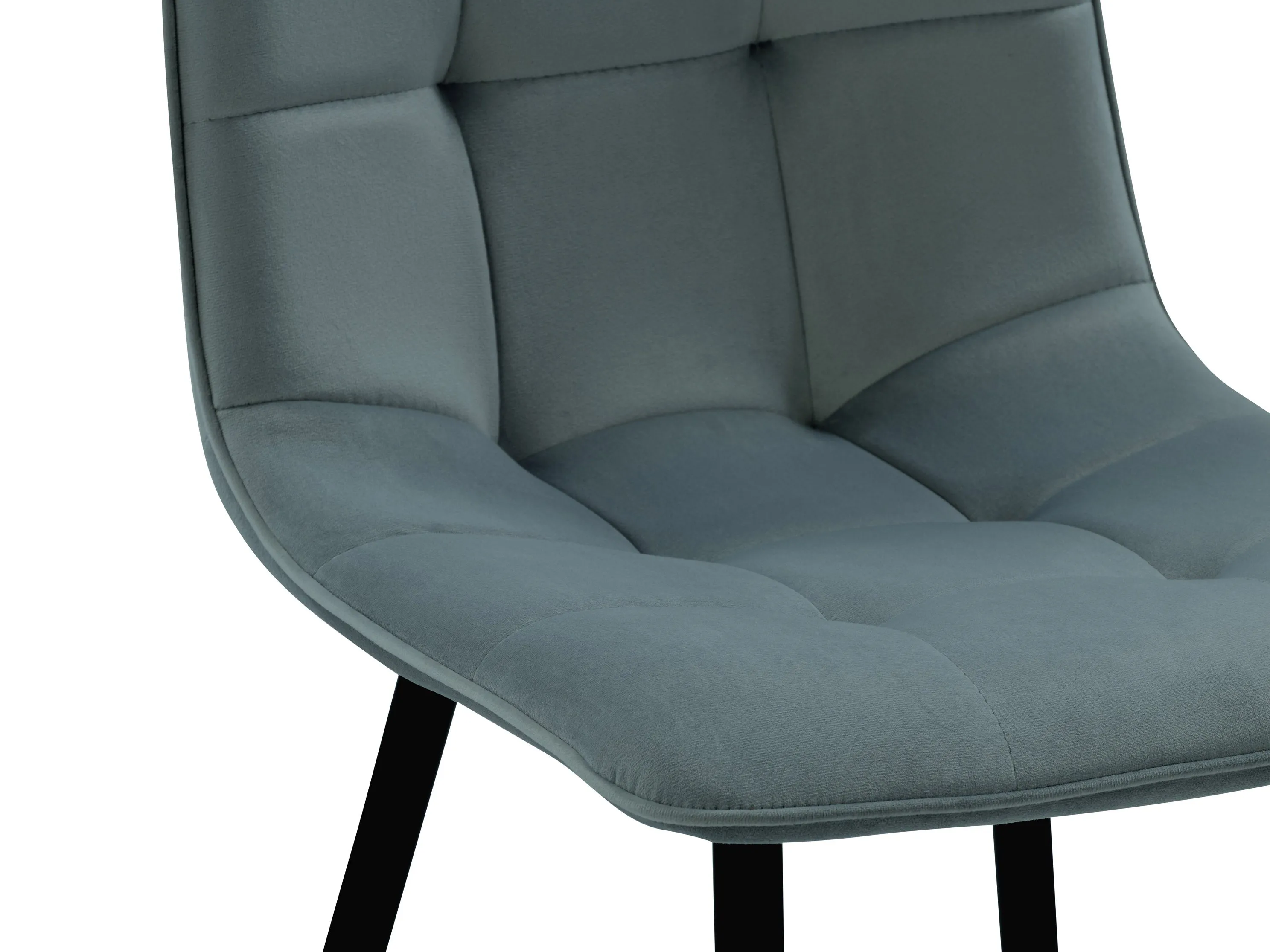 Teal Grey Velvet Upholstered Dining Chairs, Set of 2