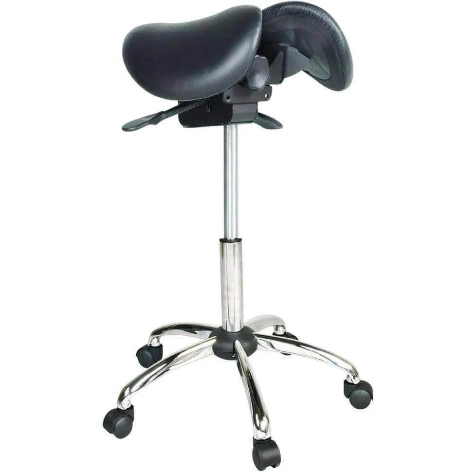 USA Patented Twin Tiltable Saddle Stool with Adjustable Seat Width and Center Gap