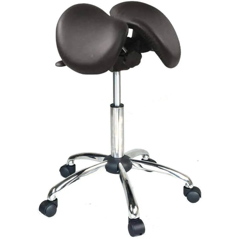 USA Patented Twin Tiltable Saddle Stool with Adjustable Seat Width and Center Gap