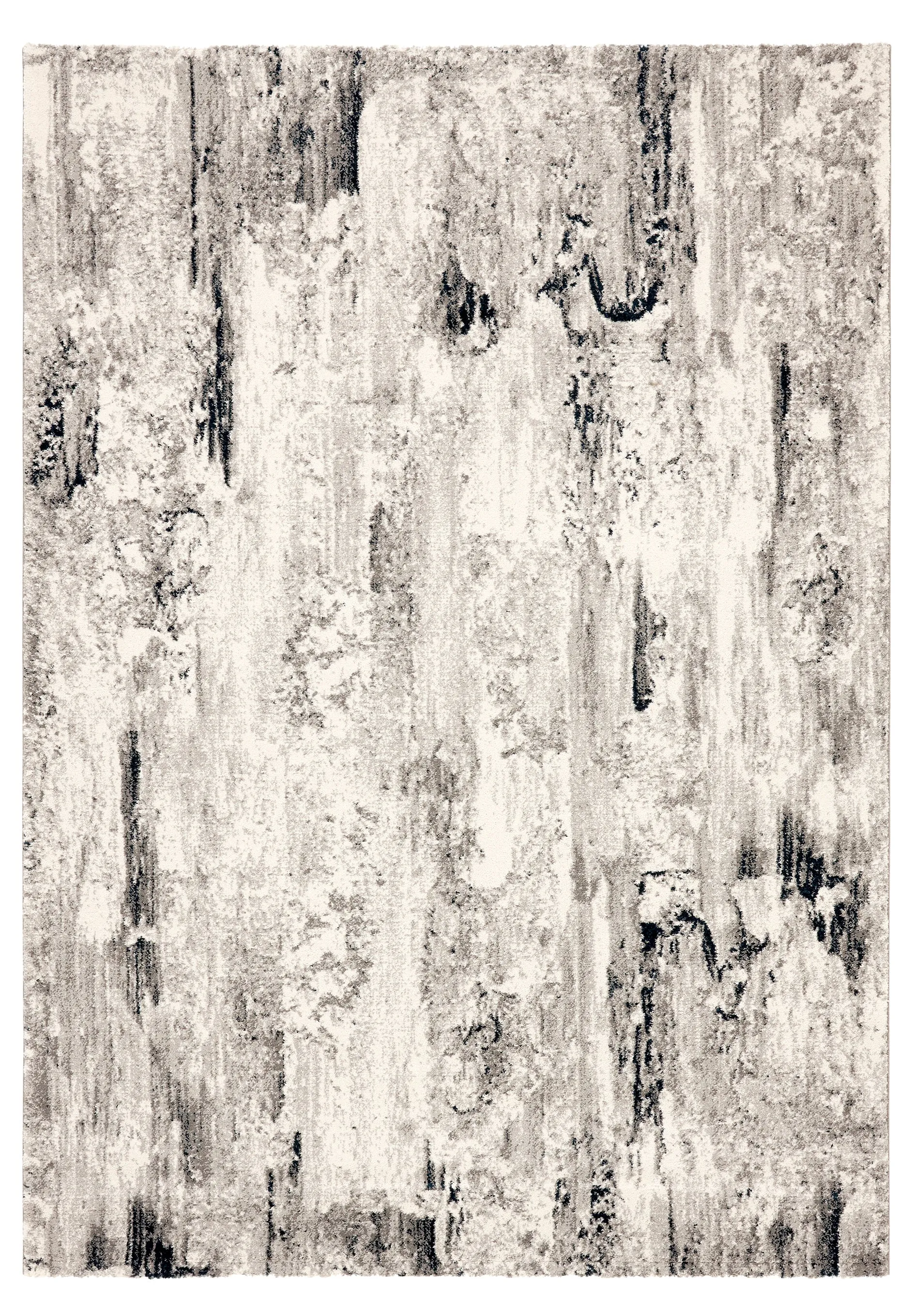 Verve Distressed Modern Area Rug, Black/Grey/White