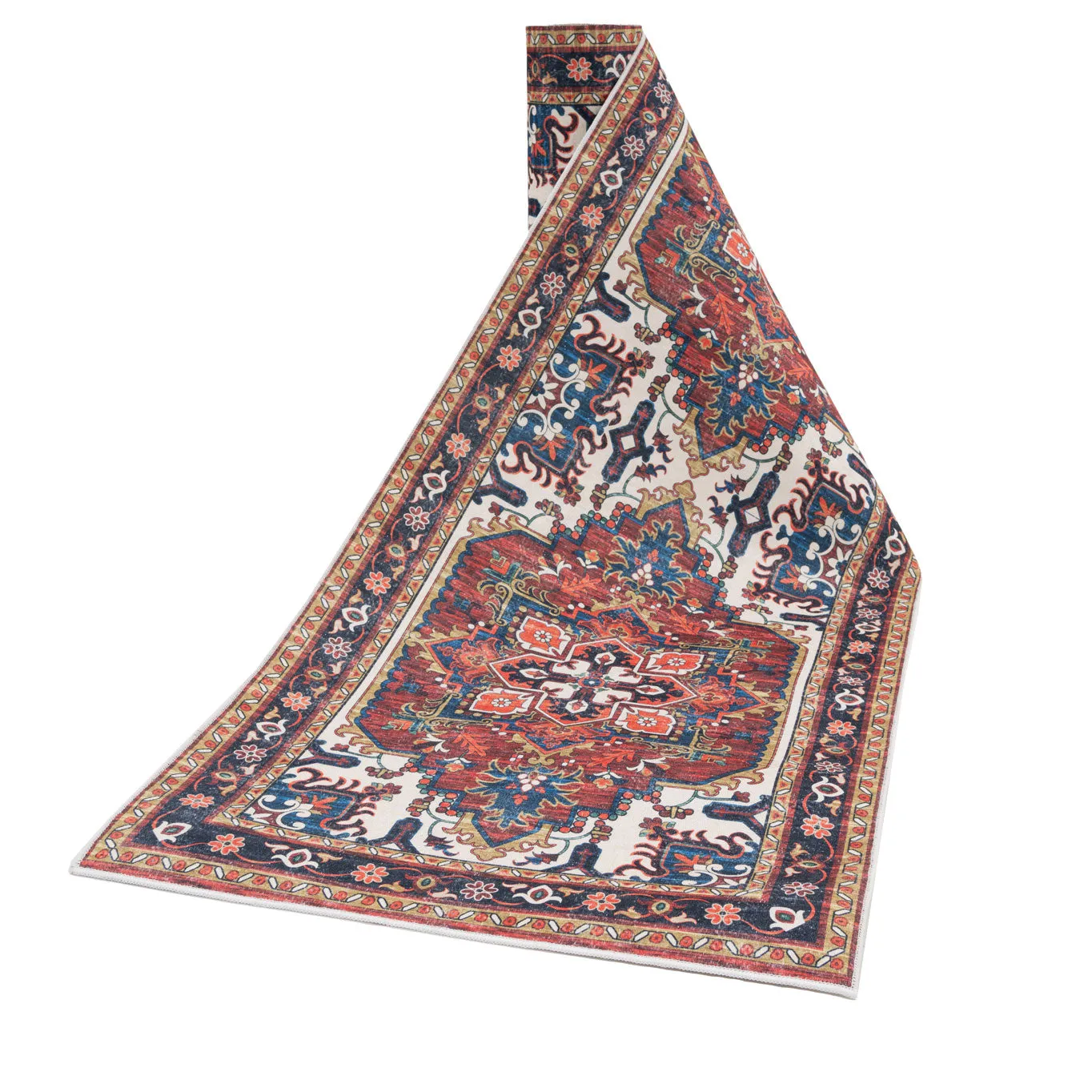 Washable Terracotta Kazak Stair Carpet Runner - Pippa