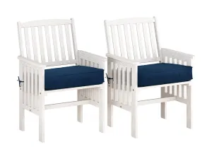 Washed White Wooden Armchair Set of 2