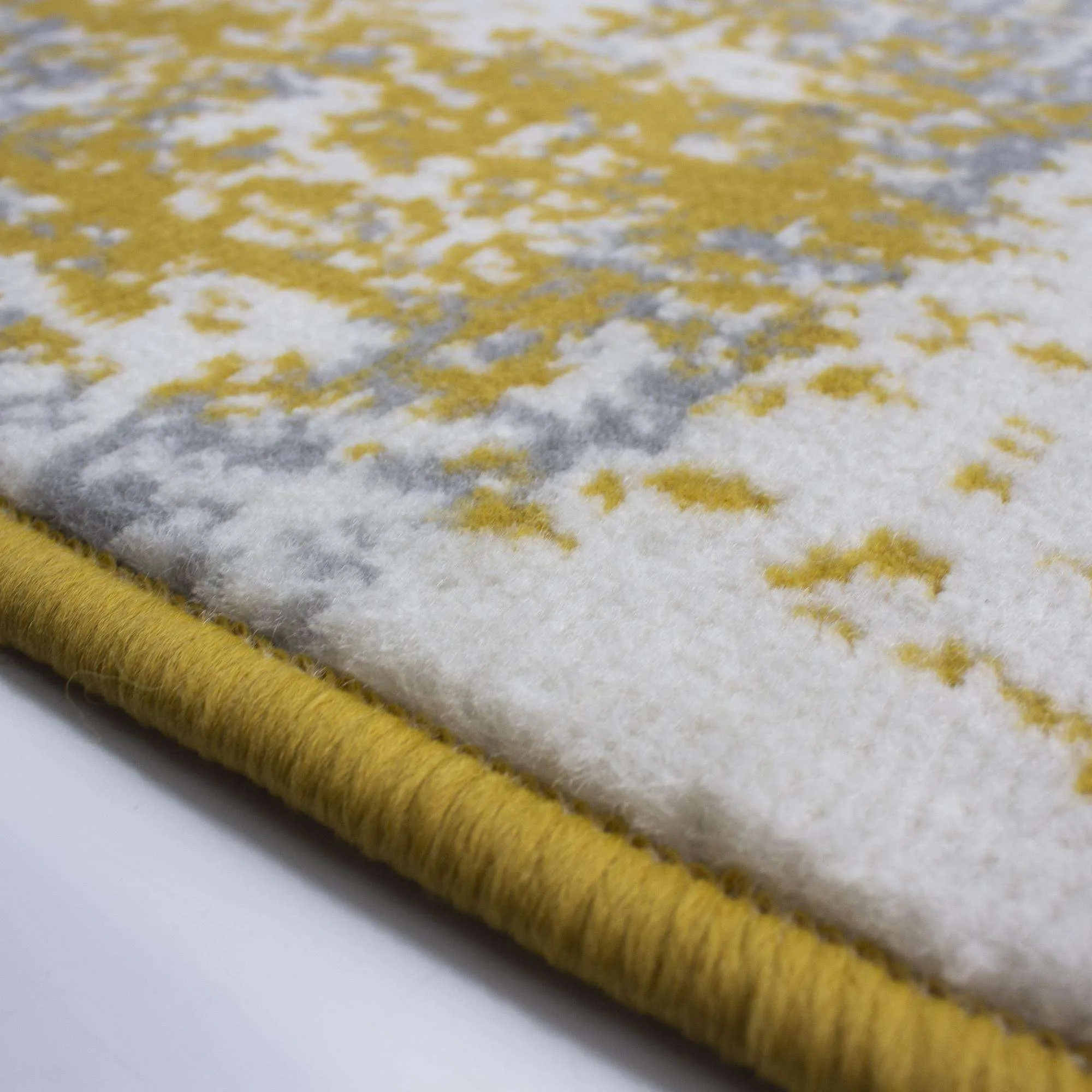 Yellow Grey Distressed Worn Look Living Room Rug